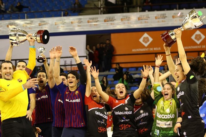 El Bara celebra su victoria en la Copa del Rey 2019 de hockey patines