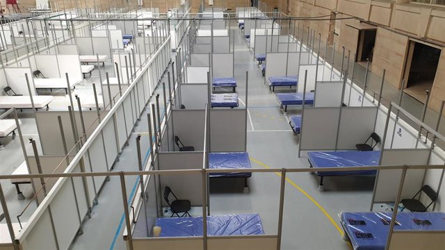 El pabellón de Inefc habilitado para acoger a pacientes del Hospital Clínic durante la crisis sanitaria por el coronavirus
