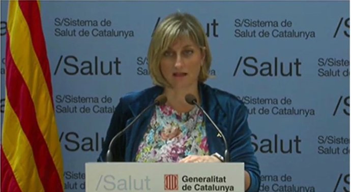 La consellera Alba Vergés, este miércoles 15 de abril, durante la rueda de prensa telemática