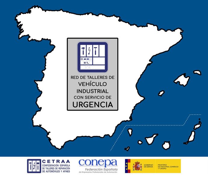 Mapa de talleres de vehículos industriales disponibles. 