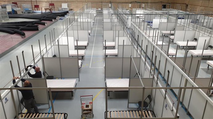 El pabellón de Inefc habilitado para acoger a pacientes del Hospital Clínic durante la crisis sanitaria por el Covid-19