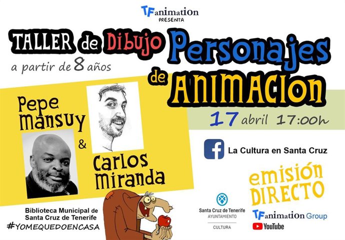 Cartel del taller de dibujo de personajes de animación