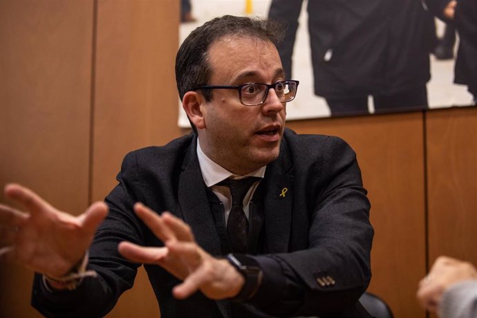 El portavoz del PDeCAT en el Parlament de Catalunya, Marc Solsona, durante su entrevista con Europa Press en Barcelona (España), a 25 de febrero de 2020.