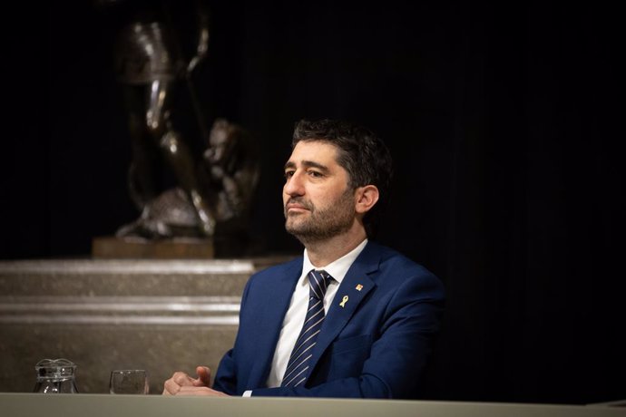 El conseller de Polítiques Digitals i Administracions Públiques, Jordi Puigneró, durant la presentació de l'Estratgia d'Intelligncia Artificial de Catalunya, a Barcelona/Catalunya (Espanya) a 18 de febrer de 2020.