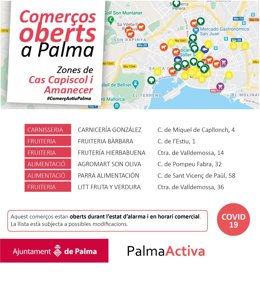 Listado de comercios abiertos creado por PalmaActiva.