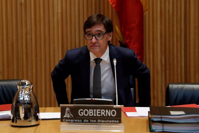 El ministro de Sanidad, Salvador Illa, comparece de nuevo ante la Comisión de Sanidad del Congreso de los Diputados para informar sobre las medidas adoptadas por su departamento ante la pandemia de coronavirus. En Madrid (España), a 2 de abril de 2020.