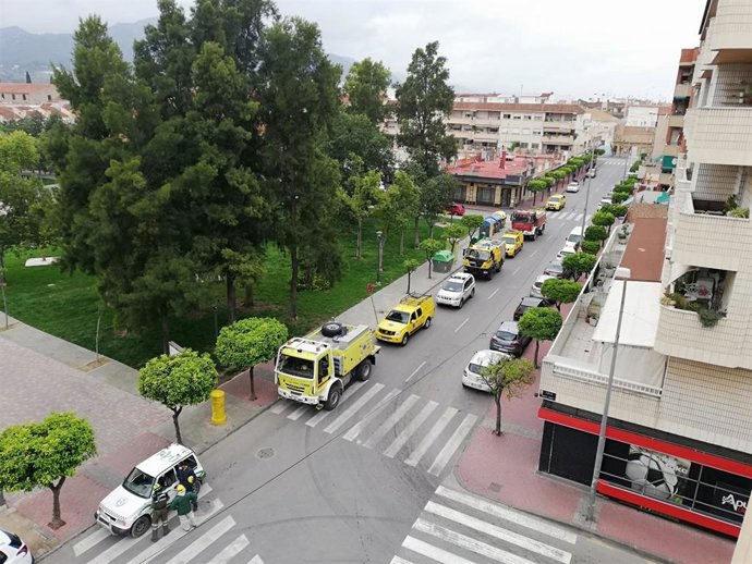 Imágenes de tareas de desinfección frente al coronavirus en Murcia. COVID-19