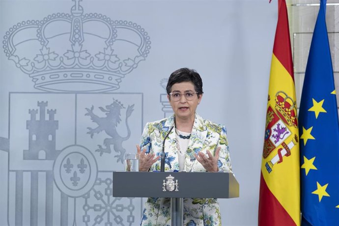 La ministra de Asuntos Exteriores, UE y Cooperación, Arancha González Laya, en el Palacio de la Moncloa