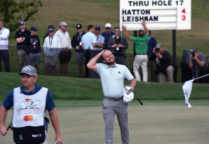 El golfista británico Tyrrell Hatton celebra su victoria en el Arnold Palmer Invitational