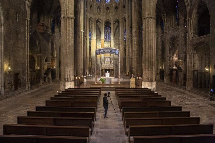 Una de las celebraciones que se transmitieron desde la Catedral de Girona durante la Semana Santa de este 2020