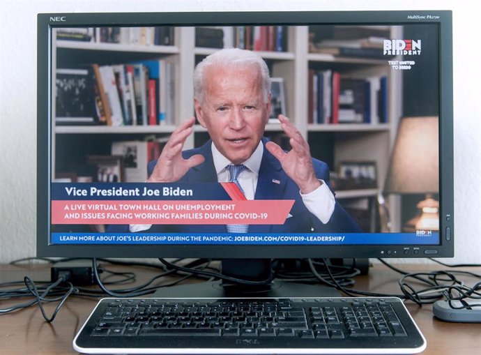El exvicepresidente estadounidense Joe Biden en un acto celebrado por videoconferencia. 