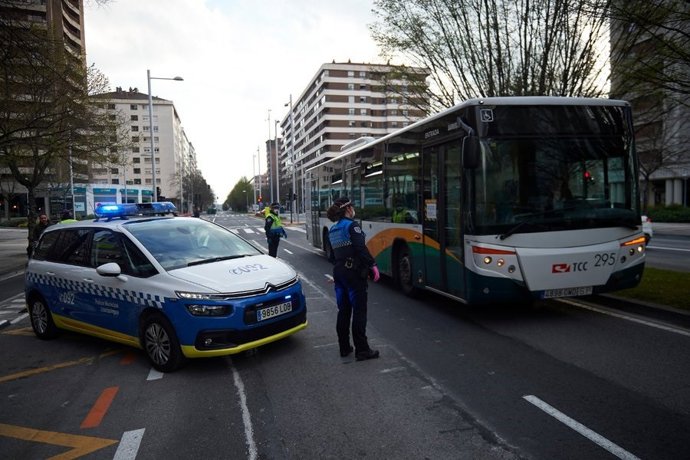 Control en Pamplona.