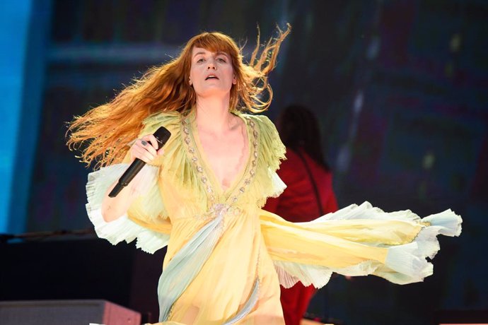 13 July 2019, England, London: British singer Florence Welch of Florence and the Machine rock band performs during the British Summer Time festival at Hyde Park. Photo: Matt Crossick/PA Wire/dpa