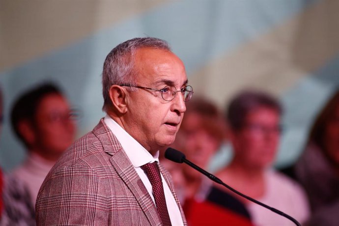 Alejandro Blanco, presidente del Comité Olímpico Español (COE), durante el acto de homenaje a las futbolistas en la Ciudad Deportiva de Las Rozas