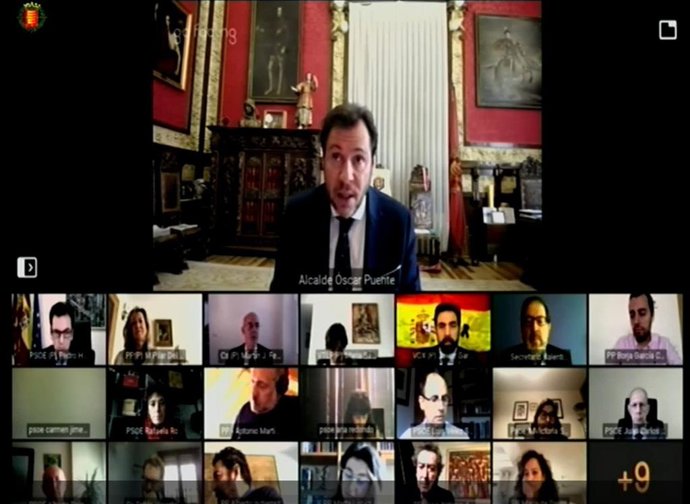 Imagen de la videoconferencia a través de la cual se ha celebrado el Pleno del Ayuntamiento de Valladolid.