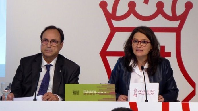Soler y Oltra durante la presentación de los presupuestos de 2020