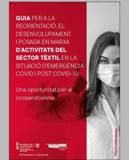 Portada de la guía editada por la Generalitat y Fevecta para ayudar a emprendedores de cooperativas textiles a hacer mascarillas homologadas