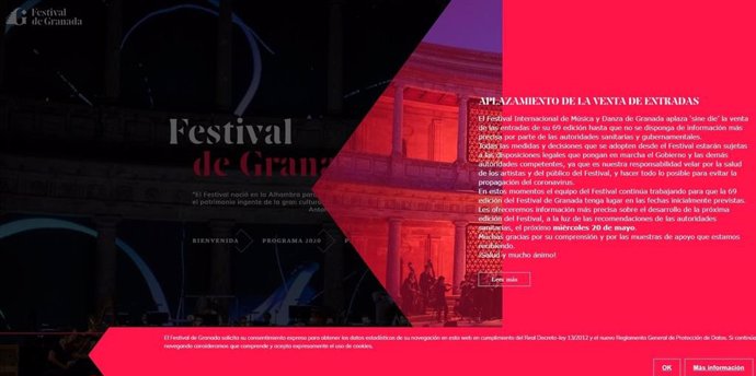 Web del Festival de Música y Danza de Granada