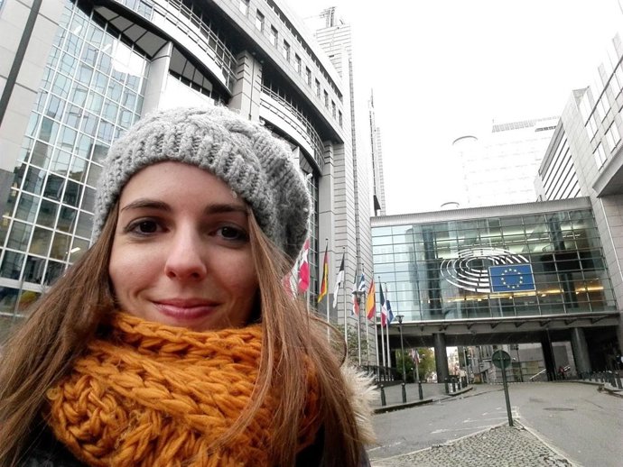 Estefanía en Bruselas por el programa Eurobeca 2019 del Plan HEBE de la Diputación de Huelva