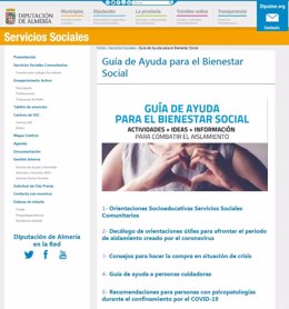 Captura de la web de la Diputación para acceder a las guías con consejos y rutinas para afrontar el confinamiento por el coronavirus