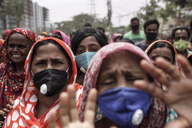 Imagen de una protesta en Bangladesh en plena crisis del coronavirus. 