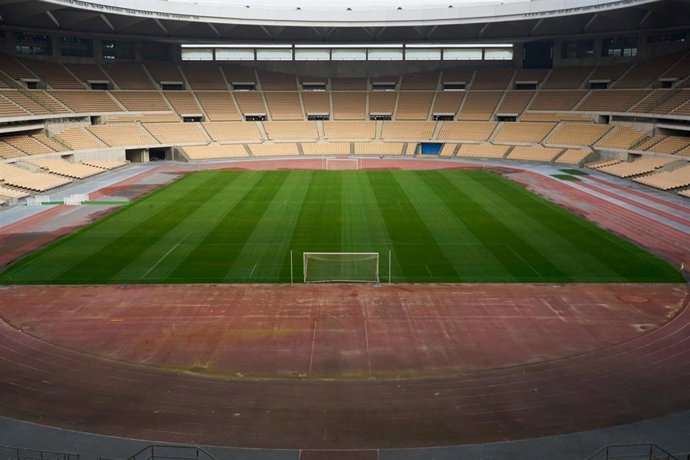 Estadio de la Cartuja, sede de las cuatro próximas ediciones de la final de la Copa del Rey de fútbol. Sevilla a 12 de febrero 2020