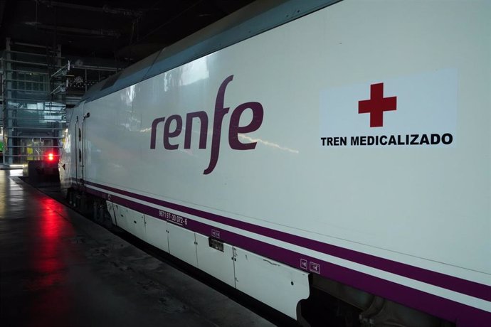 Uno de los trenes utilizados durante el simulacro realizado por el Ministerio de Sanidad en la estación de Atocha