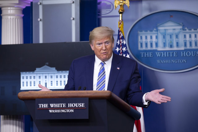 April 19, 2020 - Washington DC, United States: United States President Donald J. Trump, joined by United States Vice President Mike Pence. (Stefani Reynolds / CNP/Contacto)