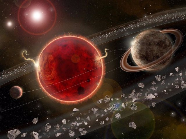 Recreación del sistema planetario en Próxima Centauri