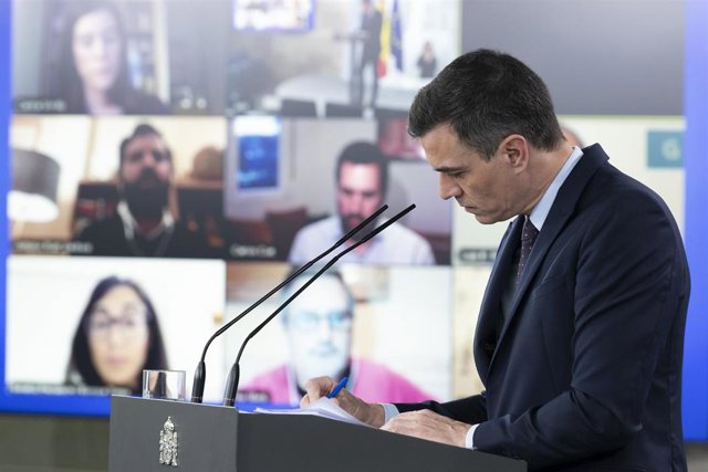 El presidente del Gobierno, Pedro Sánchez, durante la comparecencia para informar sobre el Covid-19.