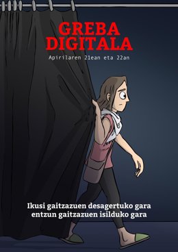 Cartel relativo a la huelga digital que llama a no compartr contenidos culturales  los días 21 y 22 de abril