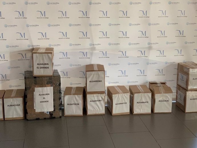 Mascarillas listas para el envío a municipios de la provincia de Málaga