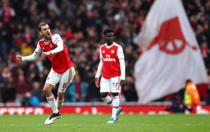 El centrocampista español Dani Ceballos celebra un gol con el Arsenal