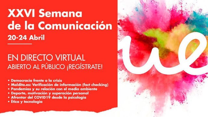 Cartel de la XXVI Semana de la Comunicación de la Universidad Europea de Madrid