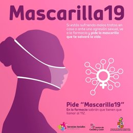 Cartel anunciador de la campaña Mascarilla 19 que se van a poner en marcha en las farmacias palentina.