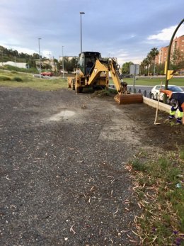 Obras para un aparcamiento provisional.