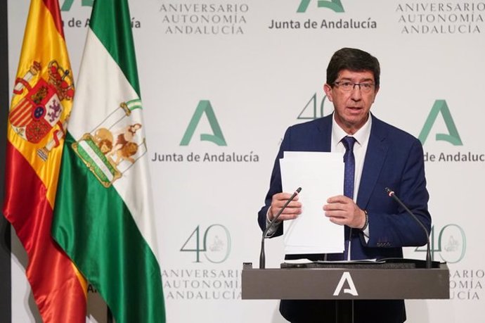 El vicepresidente de la Junta, Juan Marín, en rueda de prensa.