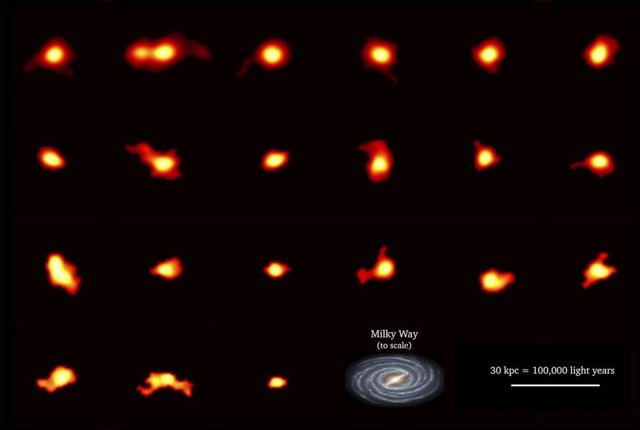 Un 'collage' de 21 galaxias captadas por la encuesta ALPINE