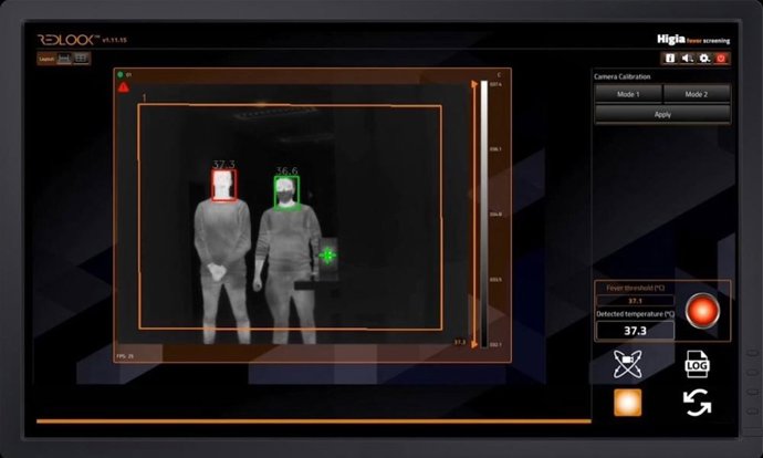 Imagen de una cámara termográfica para medir temperatura corporal a distancia.