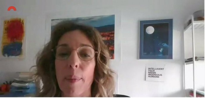 La consellera de Empresa y Conocimiento de la Generalitat, ngels Chacón, compareciendo telemáticamente, en una imagen de archivo