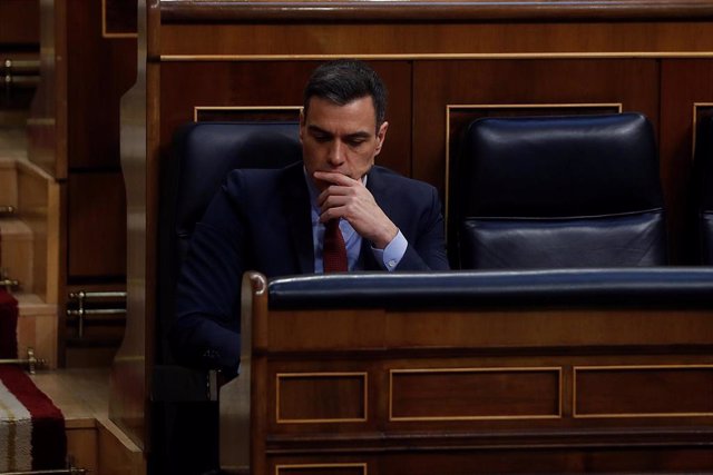El presidente del Gobierno, Pedro Sánchez, durante su comparecencia en el pleno celebrado este miércoles en el Congreso 