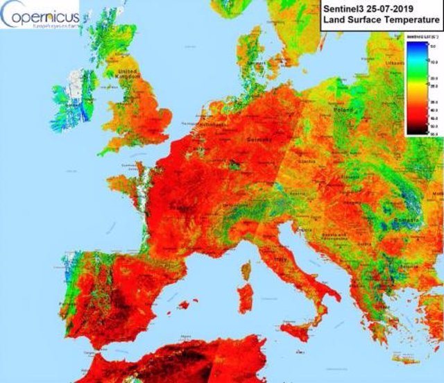 Temperaturas del mes de julio de 2019 en Europa