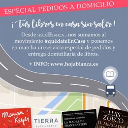 Librería Hojablanca, especial pedidos a domicilio