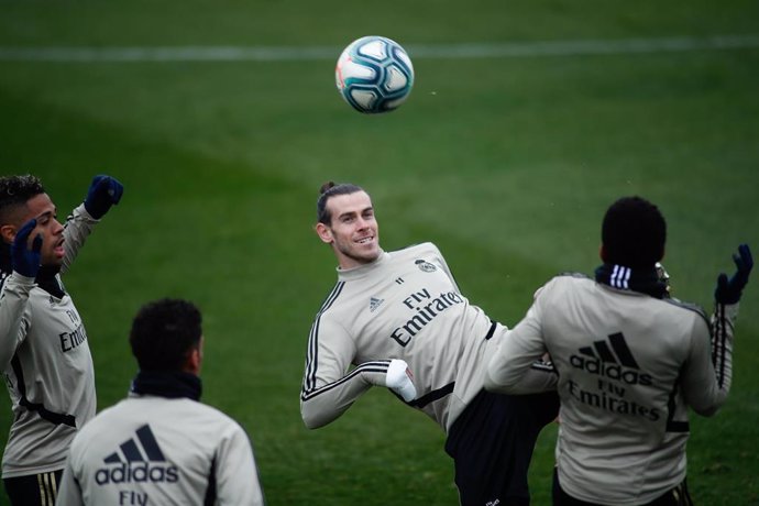 Gareth Bale durante un entrenamiento con el Real Madrid en la Ciudad Deportiva de Valdebebas
