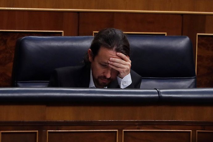 El vicepresident del Govern central, Pablo Iglesias durant el ple del Congrés