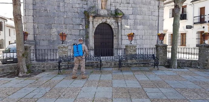 Labores de desinfección de la Infantería de Marina en la provincia de Cádiz