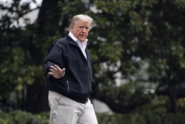 March 6, 2020 - Washington, DC, United States: Wearing a windbreaker jacket, US President Donald J. Trump departs the White House after signing the 8.3 billion US dollar coronavirus supplemental funding bill in the Diplomatic Room. The President said they