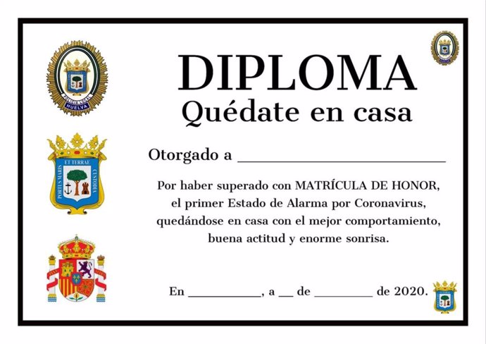 Diploma para reconocer el esfuerzo infantil durante el confinamiento.