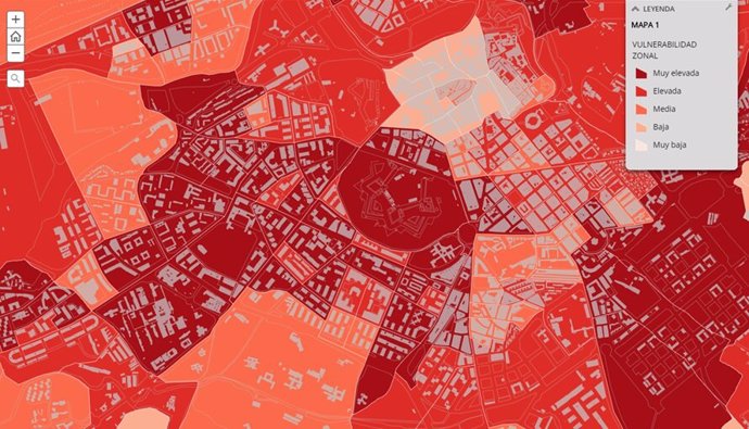 Mapa con los barrios de Pamplona más vulnerables al Covid-19
