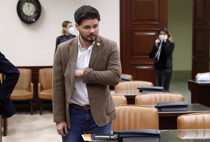 El portavoz de ERC en el Congreso, Gabriel Rufián, este jueves en la Cámara Baja
